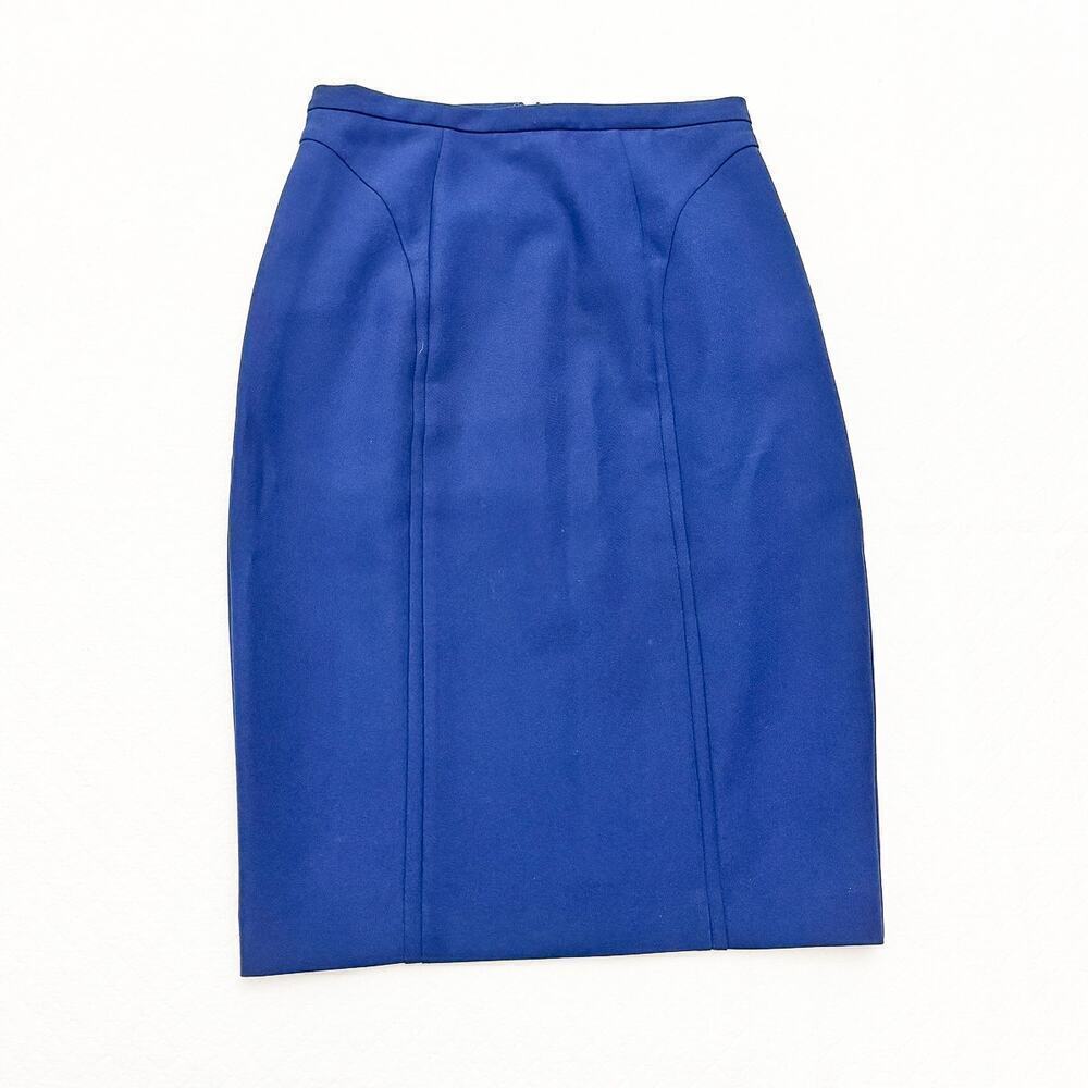 Reiss Verdi Pencil Skirt Back Slit Navy Blue Straight Size 2